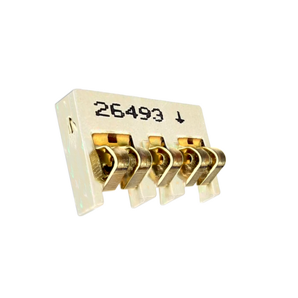 Side profile perspective of the authentic Motorola 0915184H01 internal chassis power block terminal prong alignment.