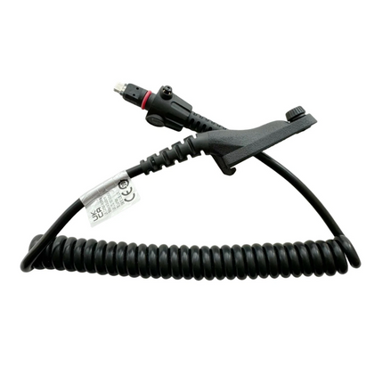Side profile view showing the flexible coiled cord assembly of the Motorola 3075336B17 kit.