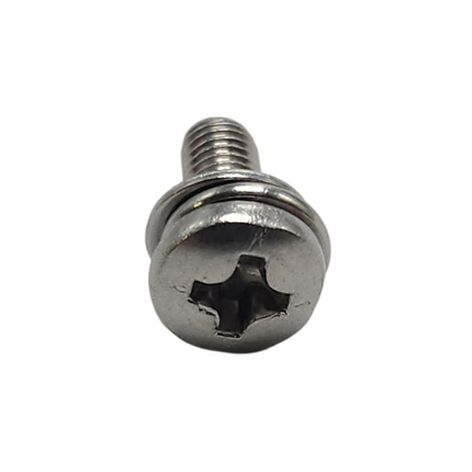 Top view of the genuine Hytera HYT-5107000000375A Belt Clip Screw for Hytera PD602i highlighting the round spring washer.