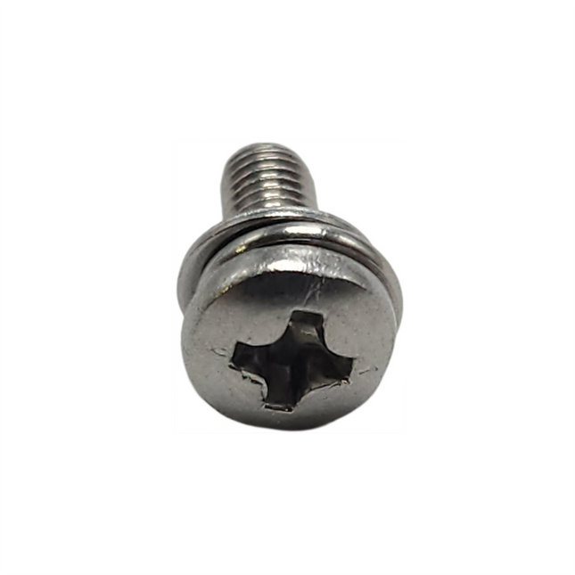 Top view of the genuine Hytera HYT-5107000000375A Belt Clip Screw for Hytera PD602i highlighting the round spring washer.