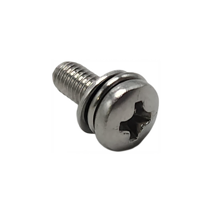 Close-up of the stainless steel composition on the replacement Hytera HYT-5107000000375A Belt Clip Screw for Hytera PD602i.