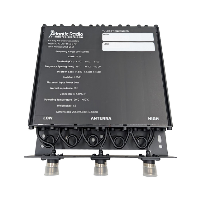 Atlantic Radio Duplexer - 50 Watt - 6 Cavity - UHF (380-520MHz)