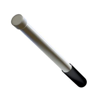 Full length profile of the 24.8-inch Atlantic Radio 2 dBi fiberglass omnidirectional base antenna.
