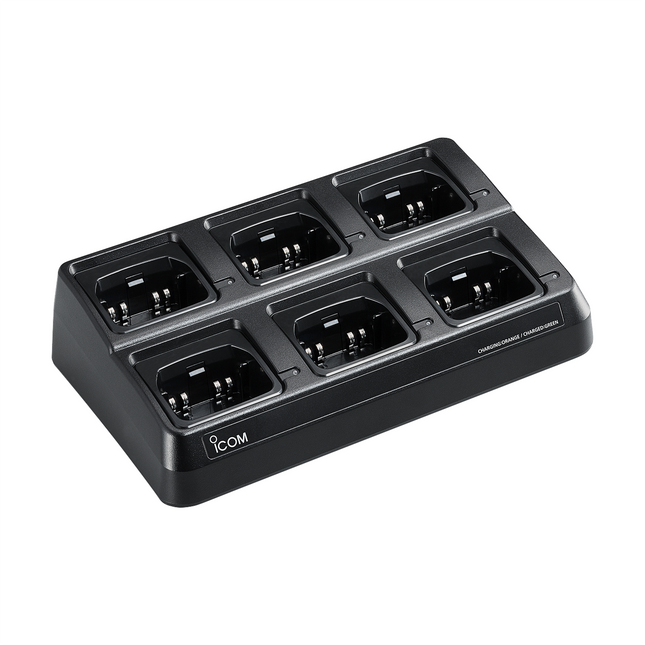 Close-up view of the Icom BC214 gang charging station.