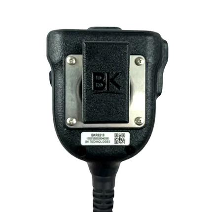 Back side profile showing the threaded 3.5mm audio accessory jack and 360-degree clip on the BKR0210.
