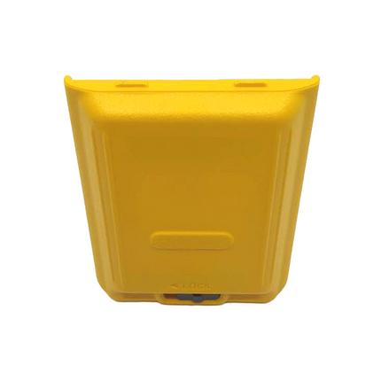 Top side profile illustrating the ultra-compact form factor of the Motorola CB7191000 yellow battery door.
