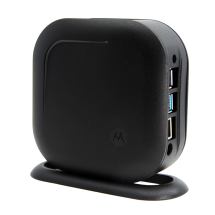 Side profile showing the compact mounting base of the Motorola DH300 900MHz hub.
