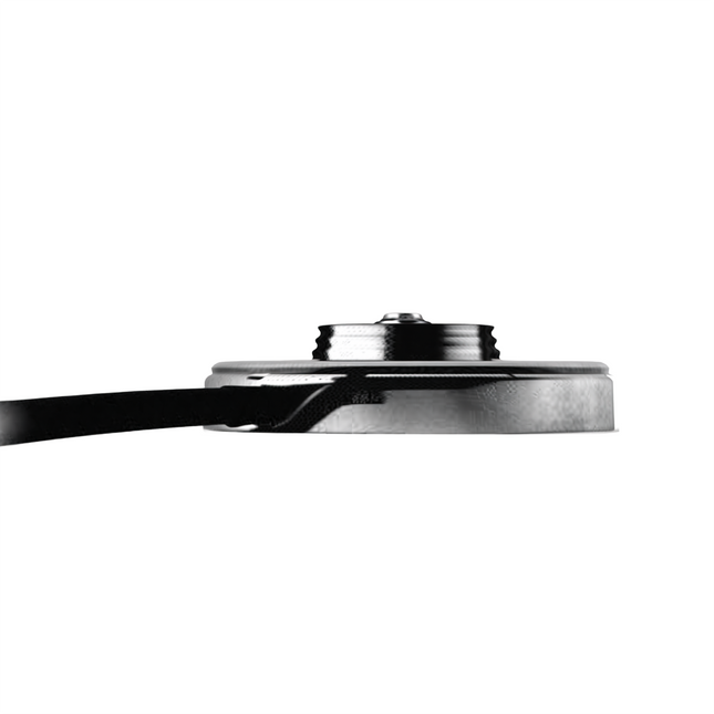 PCTEL G-NC high-polish chrome magnetic NMO mount with 12 foot RG-58A/U coaxial cable and bare wire end.
