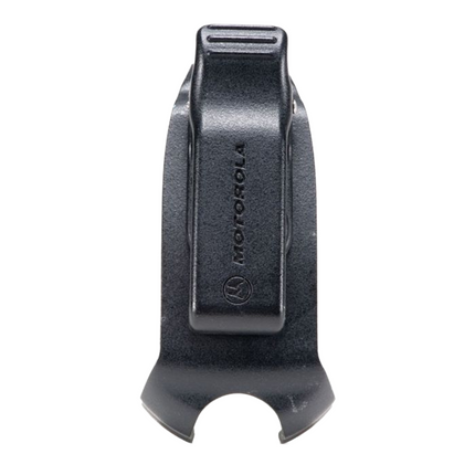 Front view of the Motorola HKLN4438A swivel belt clip holster for CLP series radios.