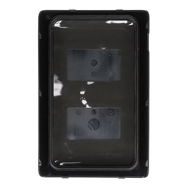 Internal view showing perimeter environmental sealing gasket and latch tabs on Motorola HKLN4620A.