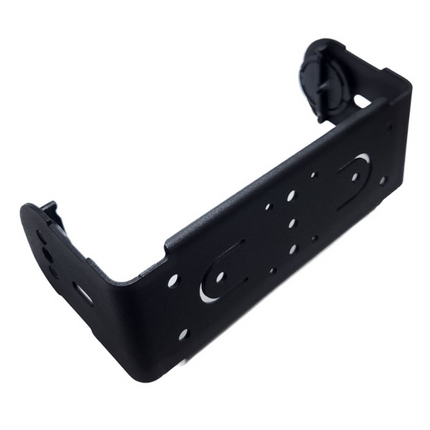 Front angle profile of the Motorola HLN6861D mobile mounting bracket displaying side adjustment mounting slots.