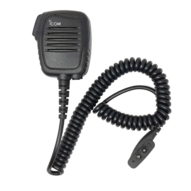 Close-up view of the 3.5mm discrete listen-only earphone jack location on the Icom HM159LA chassis side.