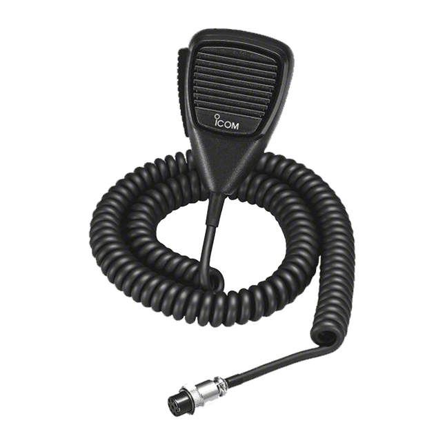 The genuine Icom HM176 aviation microphone displayed cleanly from a top-down perspective.