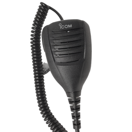 Close-up detail of the Icom HM184 speaker mic.