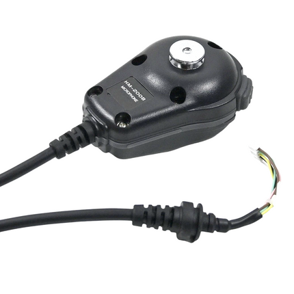 Back side of the Icom HM-200B IPX7 waterproof speaker microphone.