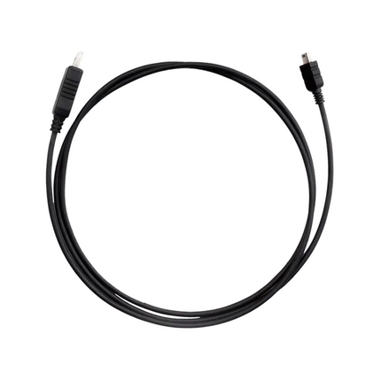 Front view of the black Hytera PC30 programming cable highlighting its USB Type A connector and specialized radio terminal plug.