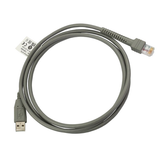 Straight-line view of a genuine Motorola PMKN4147A ribless programming cable showing its heavy-duty black insulated sheathing.