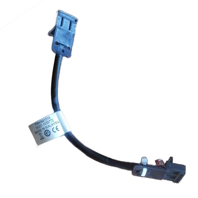 Full profile view of the Motorola PMKN4151A 16 pin rear accessory connector cable displaying its multi strand wire bundle.