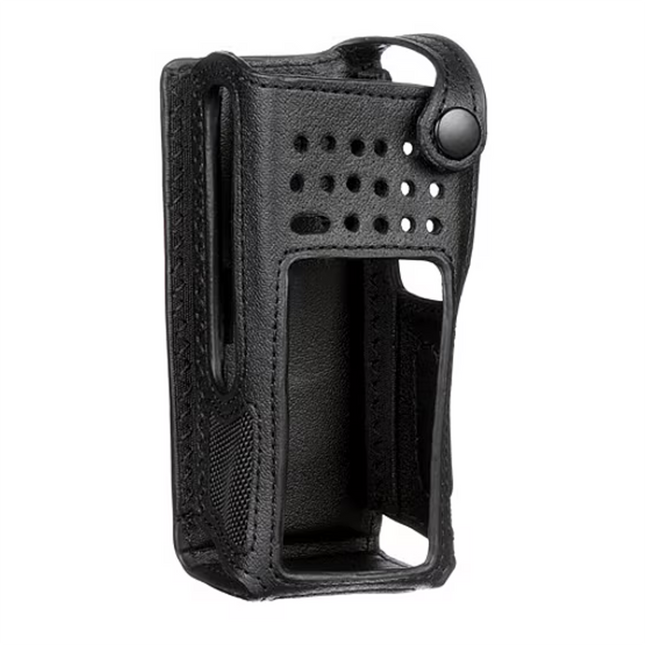 Front view of the Motorola PMLN5844A nylon carry case with clear full keypad display window.