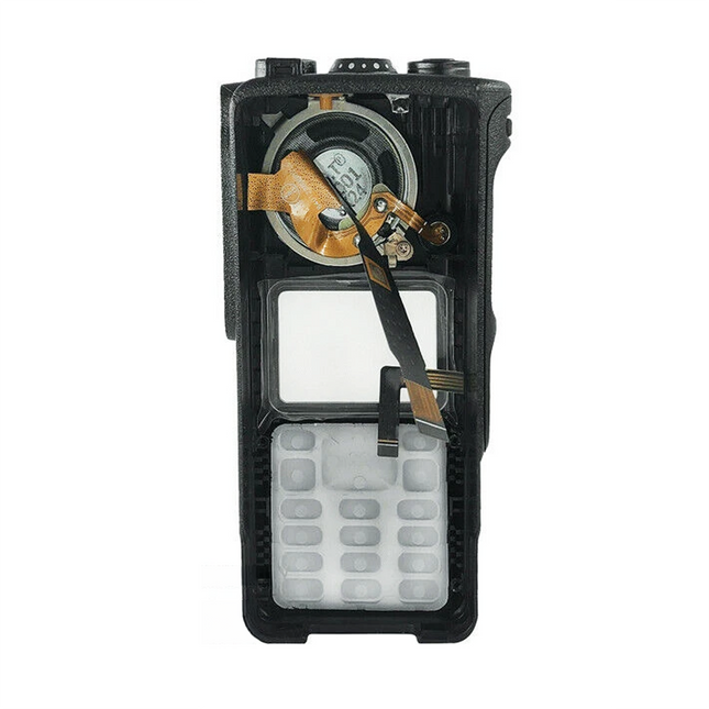 Interior view showing component contact points on the Motorola PMLN6116A radio housing assembly.