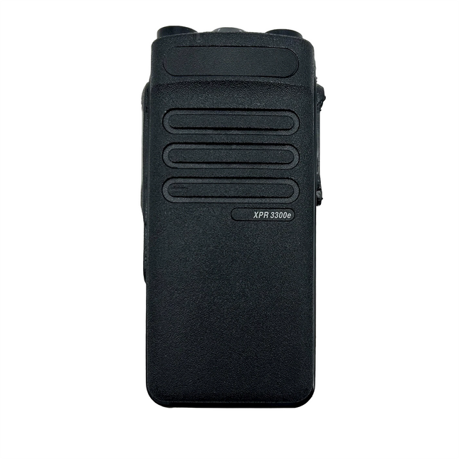 Front view of the black Motorola PMLN7272A front housing assembly kit for non-keypad portable two-way radios.