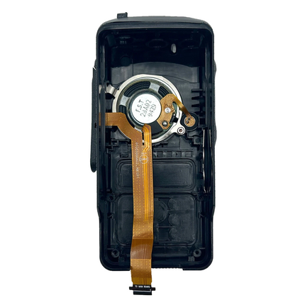 Inner view of the Motorola PMLN7272A replacement casing shell showing speaker and microphone mounting compartments.