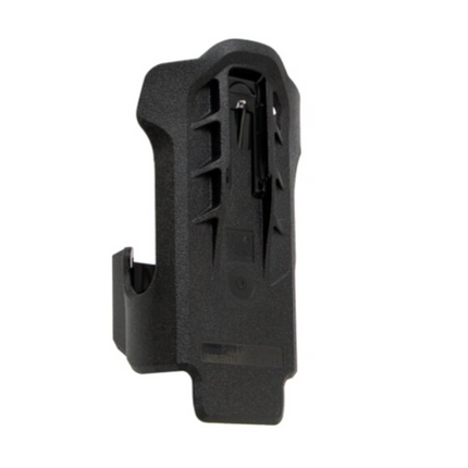 Rear bracket structure detail on the authentic Motorola PMLN8371A holster showing the belt clip attachment assembly mounting guide.