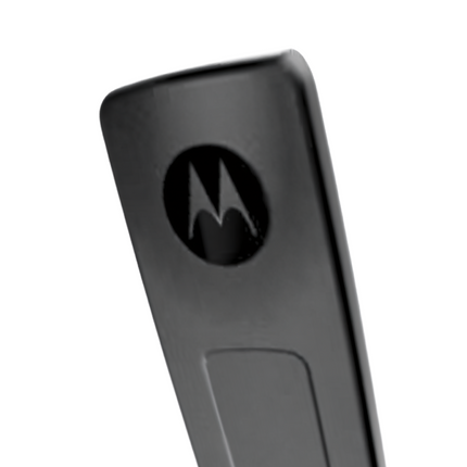 Close-up detail of the spring mechanism and latch on the Motorola PMLN8507A belt clip.