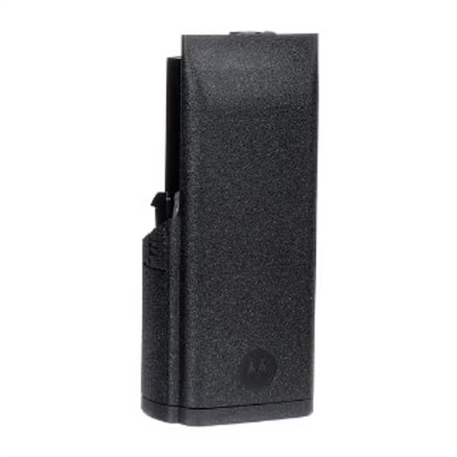 Front view of the Motorola PMNN4505A IMPRES 2 battery displaying the text markings and rugged outer texture.