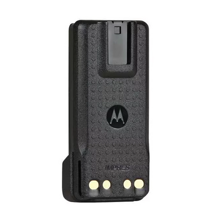 Front view of the Motorola PMNN4544A Two-Way Radio Battery for XPR7550e showing the rugged IP68 outer composite casing.