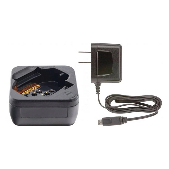 The Motorola PMPN4469 charging assembly including both the desktop base tray and the AC power adapter plug.