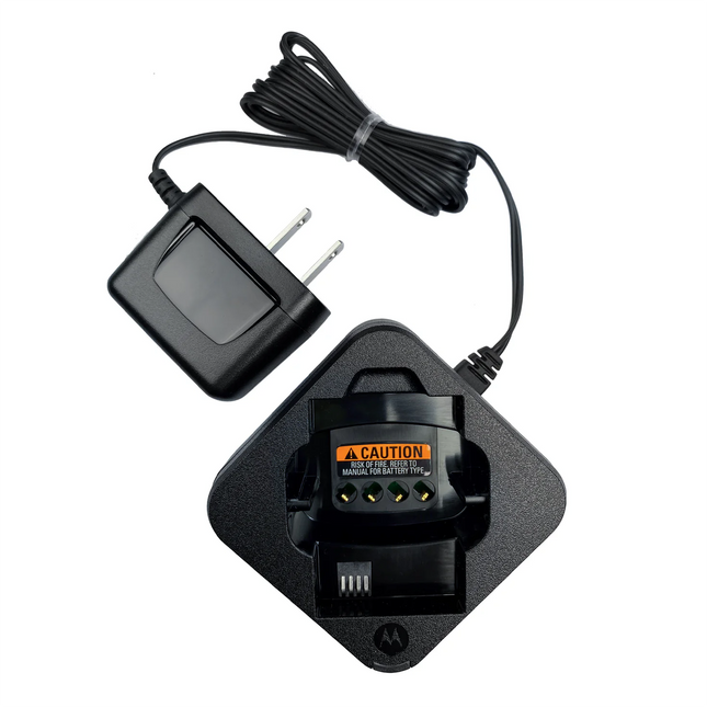 Top perspective showing the micro-USB power input port on the Motorola PMPN4529A charging cradle.