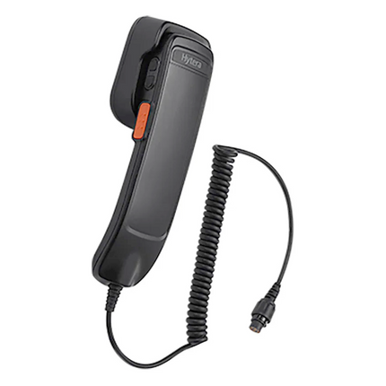 Side profile of the durable black Hytera SM20A1 mobile radio handset highlighting lightweight construction.