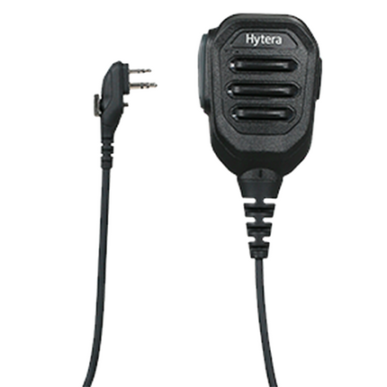 Front view of the compact Hytera SM50M1 remote speaker microphone showing the rugged speaker grille.
