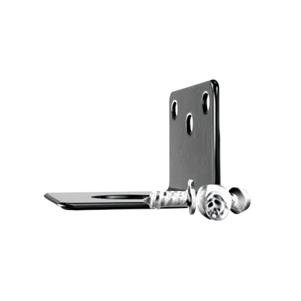 Side view of the black Atlantic Radio TMB34B-AR Trunk Mount L-Bracket including vehicle attachment mounting screws.