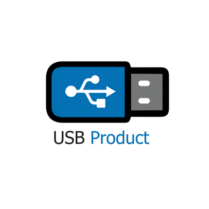 USB Product Icon; black and blue coloring